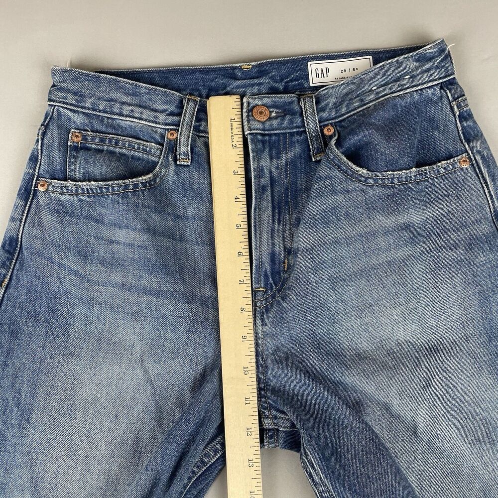 Gap Barrell Short Taper High Rise Jeans Women’s 28/6 Medium Indigo Bohemian - Picture 10 of 16